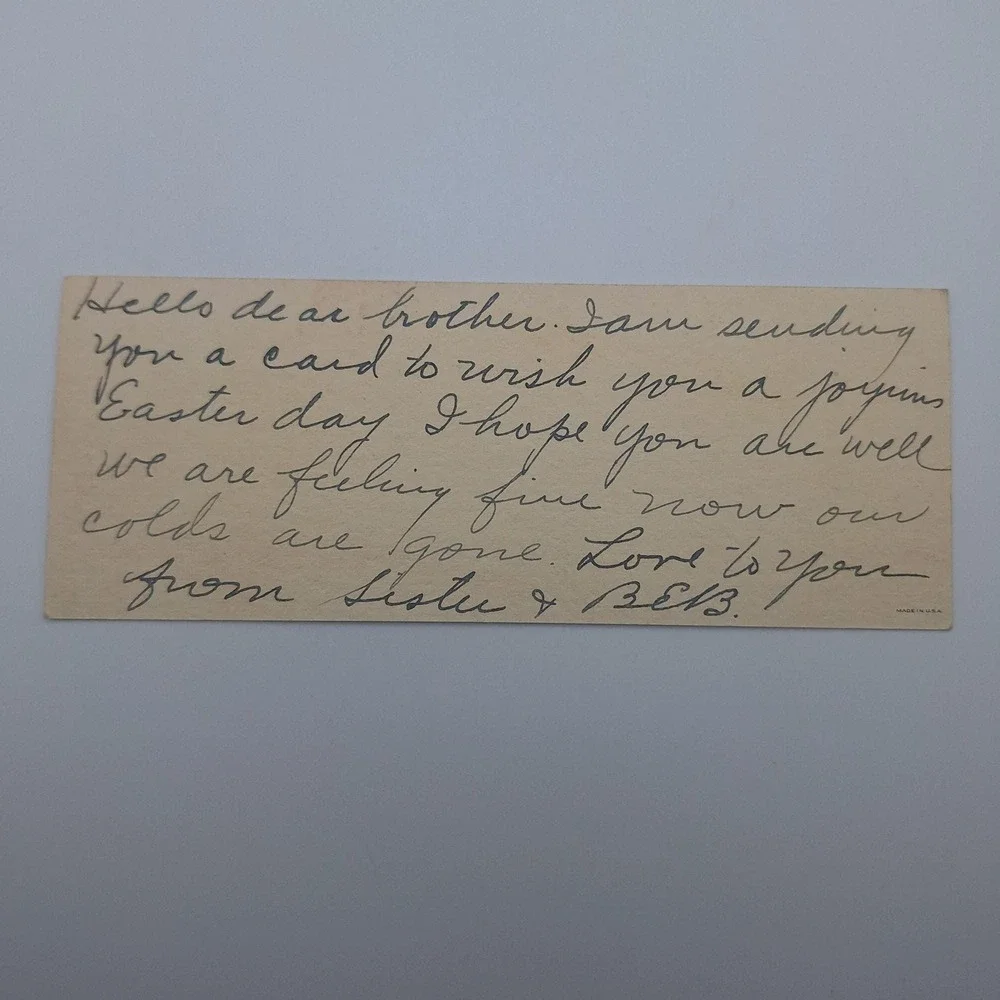 Vintage Easter Postcard‎ Made In USA Flowers Message Greetings Collectible